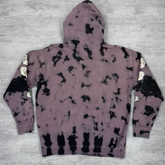 Civil Regime Floral Embroidered Purple and Black Tie-Dye Hoodie - Size M - Picture 5 of 5